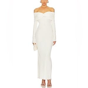 Elegant Helsa White Off-Shoulder Maxi Dress